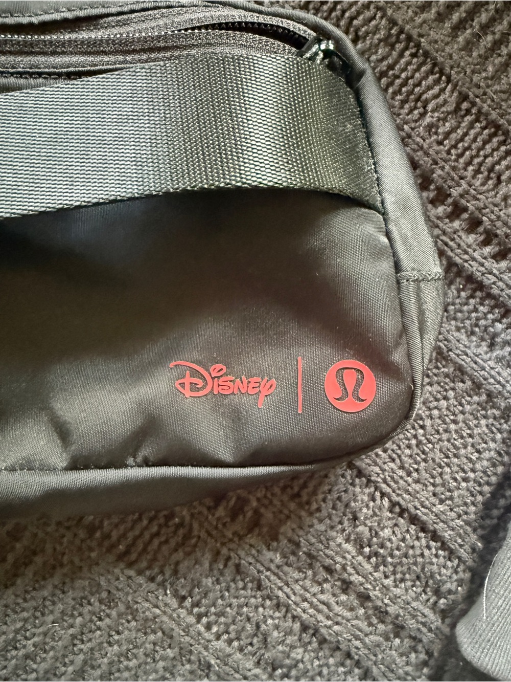 Disney x Lululemon Black Belt Bag with Red Logo